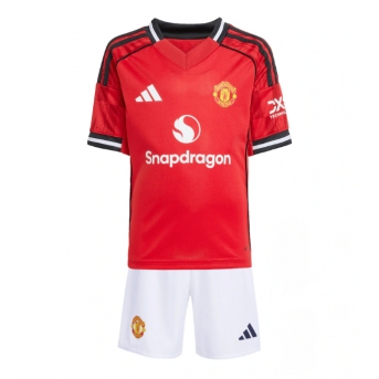 Billige Fotballdrakt Manchester United Replika Hjemmedraktsett Barn 2025-26 Kortermet (med bukser)